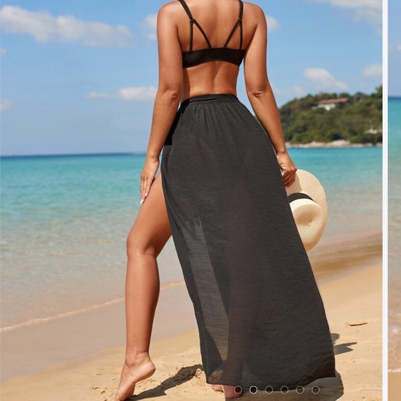 BEACH WRAP BLACK MEDIUM COVERUP SKIRT NWT - Picture 5 of 6